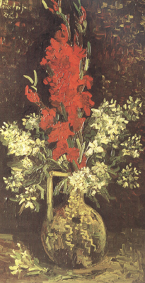 Vase wtih Gladioli and Carnations (nn04)